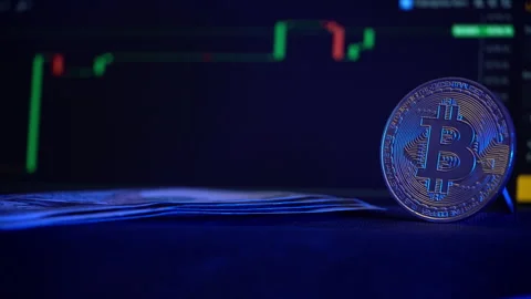Time Lapse of Stack of Dollar Growing Against Background of Cryptocurrency Chart Stock Footage 263240369