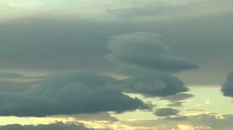 Time Lapse of Standing Mountain Wave Clouds at  Sunset Stock Footage 54732093