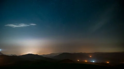 Time lapse of Star trails in the night sky. Stock Footage 123150675