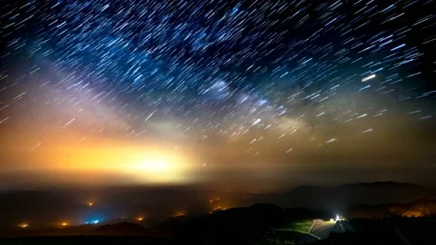 Time lapse of Star trails in the night sky. Stock Footage 123150690