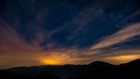 Time lapse of Star trails in the night sky. Vidéo 123150731