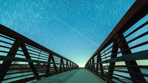 Time lapse of star trails rotating in a circle around Polaris (the North Star) Stock Footage 133205309