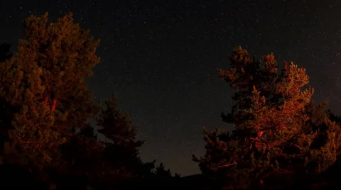 Time lapse of stars behind mountain Tarahtash, Yalta, Crimea Stock Footage 41799331