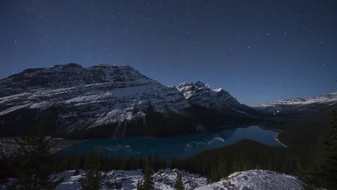 Time lapse stars moving over peyto lake Stock Footage 85278049