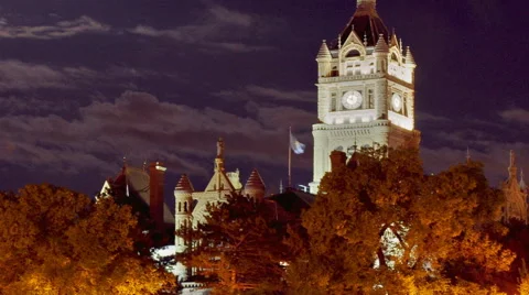 Time-lapse static shot of a clock tower in Utah Stock Footage 52327935