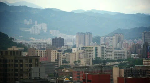 Time Lapse Static wide panorama view Of Taipei Taiwan_SF025GY  Stock Footage 25593478