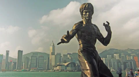 Time lapse of statue of bruce lee Stock Footage 39396450