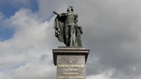 Time Lapse of Statue of Konung Gustaf III Stock Footage 63988548