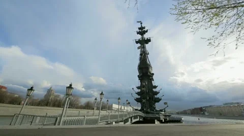 Time lapse statue of Peter the Great in Moscow Russian symbol Stock Footage 51803734
