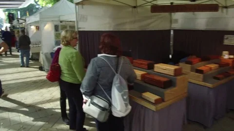 Time lapse Steadicam walk through Portland Street Market in Oregon Видео 84272983