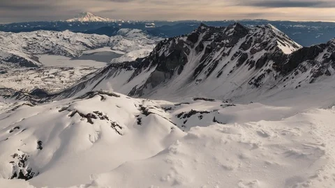 Time lapse of steam in the crater of Mount Saint Helens in winter Stock Footage