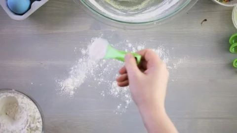 Time-lapse. Step by step. Baking Italian Easter bread with blue colored egg. 스톡 동영상 73797662