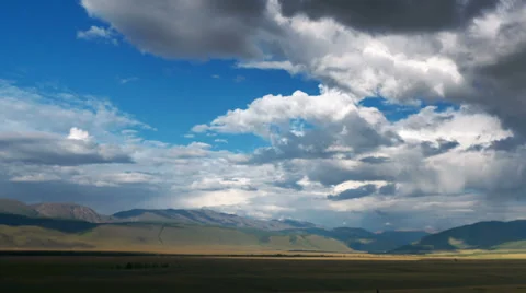 Time Lapse Steppe landscape with clouds Stock Footage 30444342