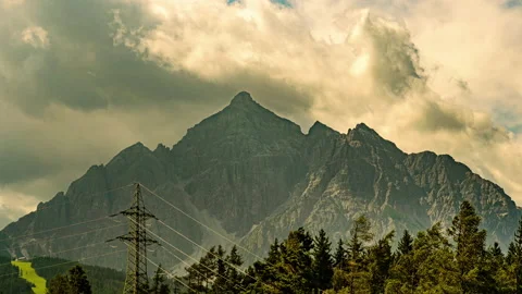 Time Lapse of a storm on the Alps mountain range between Italy and Austria Stock Footage 166316360