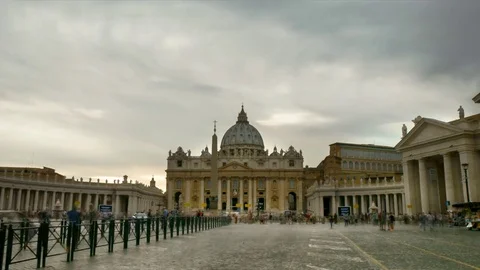 Time lapse of storm clouds above st peter's in vatican city Stock Footage 69713898