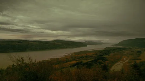 Time lapse storm clouds billow over the Columbia River - Time Lapse 2044 HD, 4K Stock Footage 58094166