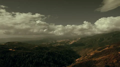 Time lapse storm clouds billow over forested hills - Time Lapse 2050 HD, 4K Stock Footage 58094434
