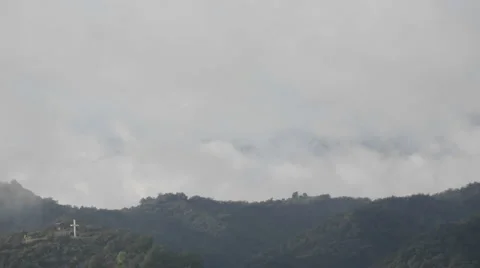 Time lapse of a storm clouds clearing across the Santa Ynez Mountains Stock Footage 1018417