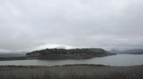 Time lapse of a storm clouds clearing over Lake Casitas in Oak View, California. Stock Footage 1018648