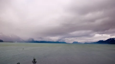 Time-lapse of storm clouds moving over the Gulf of Alaska. Stock Footage 52217343