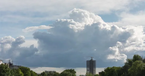 Time lapse of storm clouds moving over a city skyline in 4k, Berlin, Germany Stock Footage 158297113