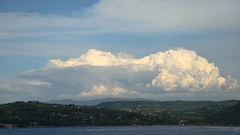 Time lapse of storm clouds moving over Slovenia coastline Stock Footage 163373552