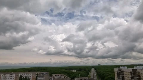 Time-lapse of storm clouds moving over the cityscape of Stavropol Stock Footage 337302177