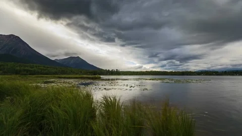 Time-lapse of storm clouds near Smithers, British Columbia, Canada. Video stock 152985507