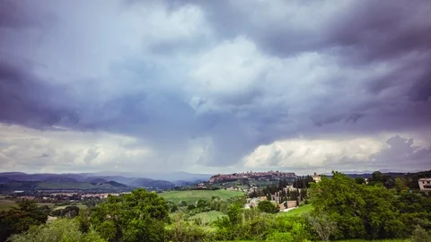 Time Lapse - Storm clouds over Tuscany Italy - 4K Video stock 109596214