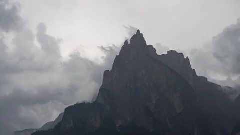 Time lapse of storm clouds over the Sciliar massif, Dolomites Stock Footage 346288894