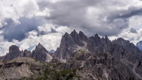 Time lapse of storm clouds over the Cadini di Misurina spires Stock Footage 346288946