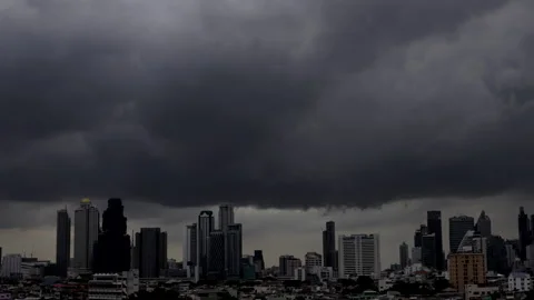 Time-lapse of storm clouds racing above Bangkok city 스톡 동영상 314244603