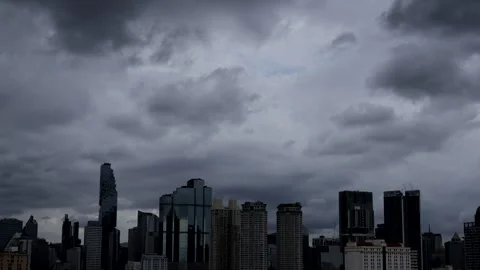 Time-lapse of storm clouds racing above Bangkok city, capturing natures fur.. Stock Footage 318344469