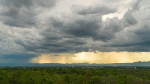 Time lapse Storm clouds with the rain.  Dark huge cloud sky black Stock Footage 142116625
