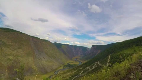 Time-lapse of storm clouds on the sky. Time lapse. Pass Katu-Yaryk. Altai Stock Footage 77675744