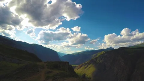 Time-lapse of storm clouds on the sky. Time lapse. Pass Katu-Yaryk. Altai Stock Footage 77679171