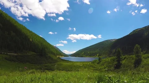Time-lapse of storm clouds on the sky. Time lapse. Ulagan lakes. Altai, Siberia. Stock Footage 77682689