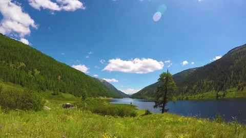 Time-lapse of storm clouds on the sky. Time lapse. Ulagan lakes. Altai, Siberia. Stock Footage 79424691