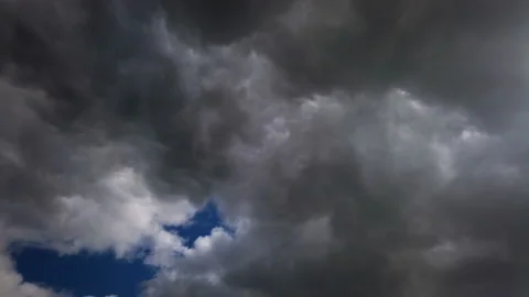Time lapse storm is coming. Dramatic rain clouds approach the hill Stock Footage 220030638