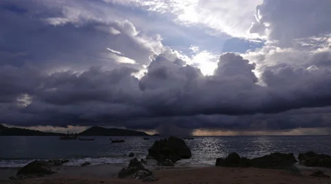 Time Lapse Storm Coming In over the sea and beach Stock Footage 56722371