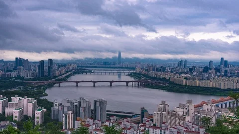 Time Lapse Storm moving at Han river in Seoul,South Korea. Stock Footage 114889911