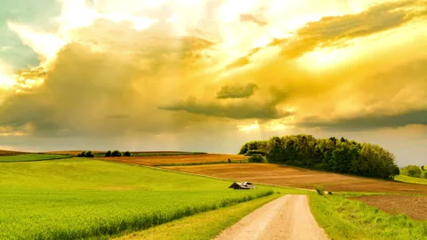 Time-lapse of a stormy sky over a Bavarian landscape Stock Footage 157554180
