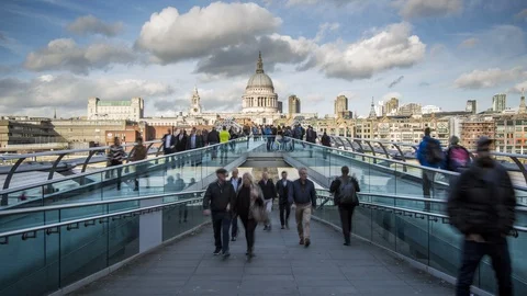 Time Lapse of St.Paul's Cathedral and the Millennium Bridge Stock Footage 98763579