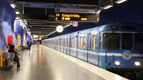 Time Lapse of Subway Train Entering Station Stock Footage 62056561