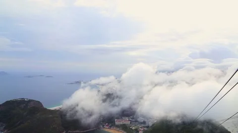 Time Lapse of the SugarLoaf Mountain and Cable Car in Rio de Janeiro, Brazil Stock Footage 44597349