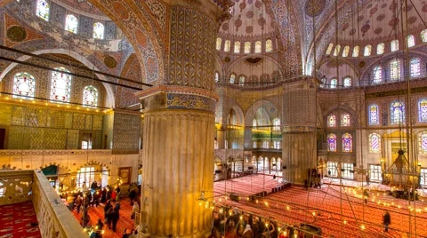 Time Lapse of the Sultan Ahmet mosque interior in 4K Video stock 49511812