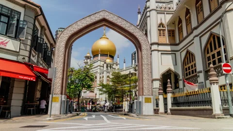 Time-lapse of Sultan Mosque landmark of singapore. landscape and tourist Stock Footage 249618666