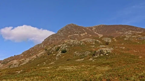 Time lapse of summer clouds passing behind mountain peak. Stock Footage 118438653