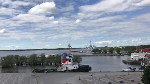Time lapse summer day in Vasteras harbor in Sweden Stock Footage 132664314