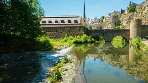 Time Lapse - Summer on river and old castle Stock Footage 141429841